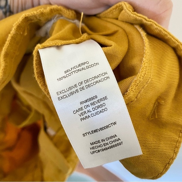 Every Paperbag Shorts Mustard Yellow Women’s Sz 4 Front Tie Cotton High Rise - Picture 10 of 10